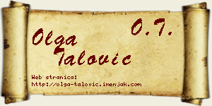 Olga Talović vizit kartica